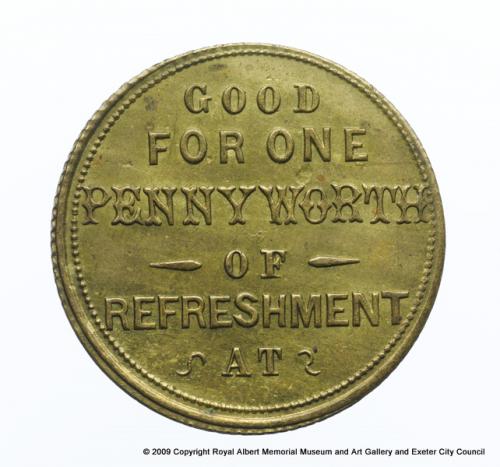Exeter Coffee Tavern token (obverse)