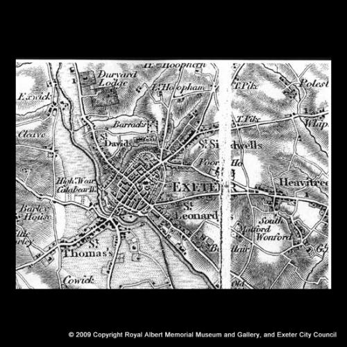The Ordnance Survey map showing Exeter in 1801