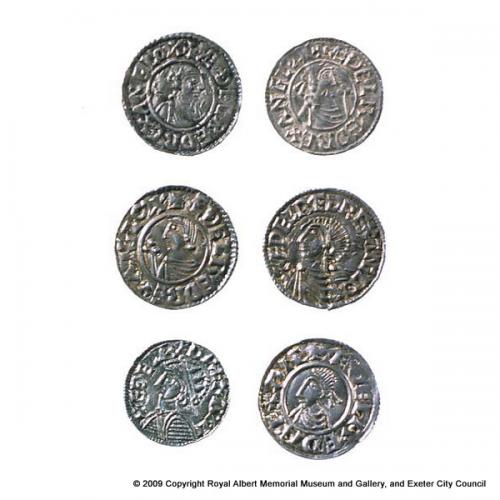 Pennies of Aethelred II struck at Exeter