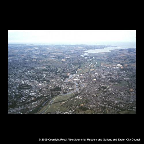 Aerial view of Exeter and Topsham