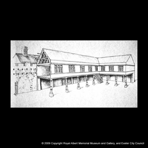 The cloth market in the cathedral cloisters