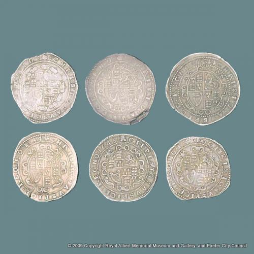 Six Exeter crowns (reverses)