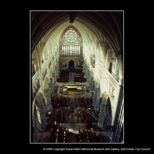 Exeter Cathedral nave from the high vaults