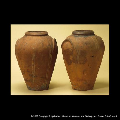 Two Italian oil–jars