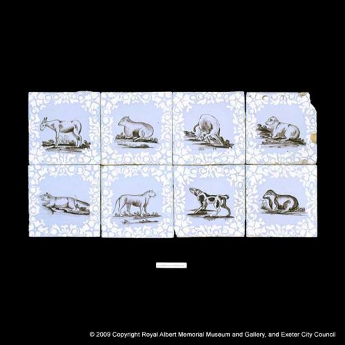 A series of delftware tiles