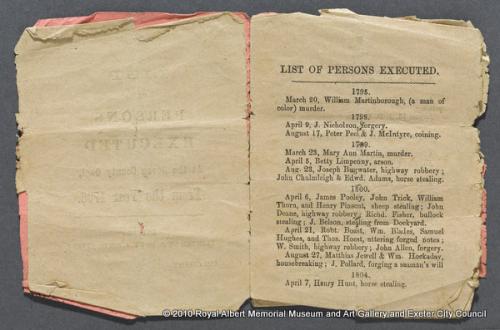 List of persons executed at Devon County Gaol