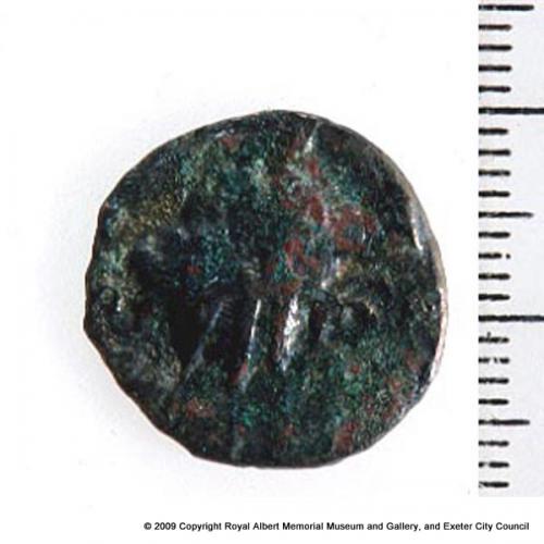 A Roman coin from Danes Castle (obverse)