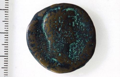 A Roman coin found near Ladysmith Road (obverse)