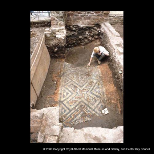 Excavation of the corridor mosaic at Catherine Street