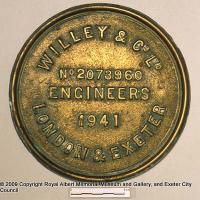 Brass plaque of Willey and Co
