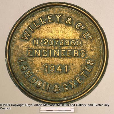 Brass plaque of Willey and Co