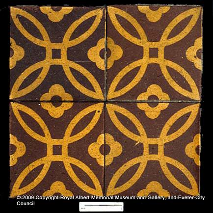 A group of four floor tiles from the cathedral