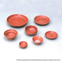 A series of plain samian pottery vessels