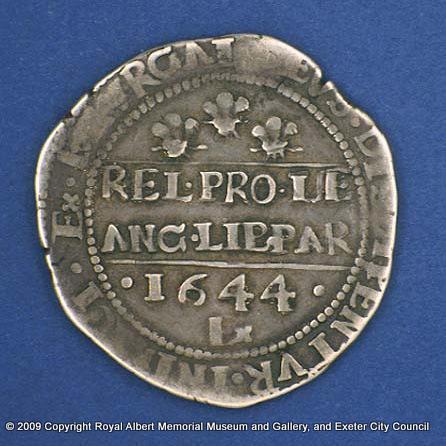 The reverse of an Exeter half–crown