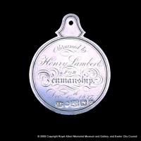 The medal won by Henry Lambert at the Topsham Academy (reverse)