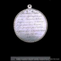 The silver medal awarded to Thomas Plane (reverse)
