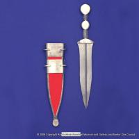 Modern reconstructions of a dagger scabbard and dagger
