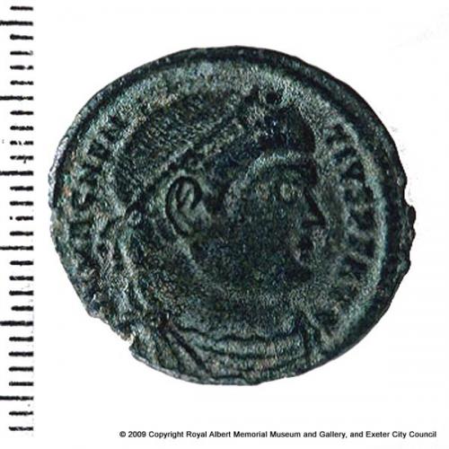 A Roman coin from Cowick Fields (obverse)