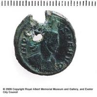 A Roman coin found near Hazel Road (obverse)