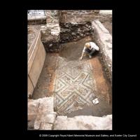 Excavation of the corridor mosaic at Catherine Street