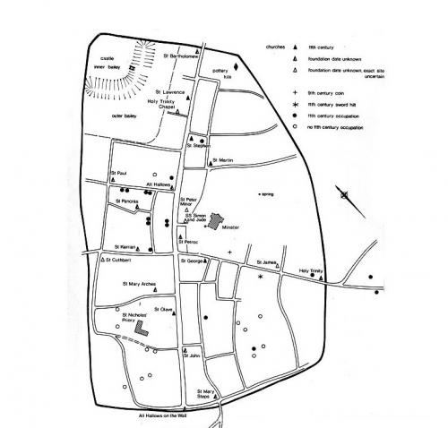 Plan of Exeter in the 11th century