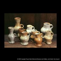 A series of drinking jugs of Raeren stoneware