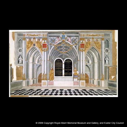 Perspective painting of the reredos of Exeter Cathedral in the 1630s