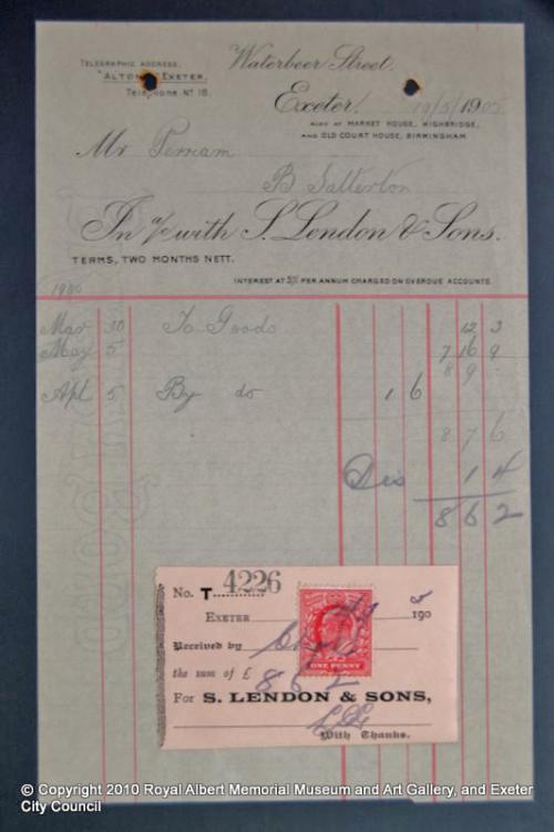 Invoice from S Lendon and Sons